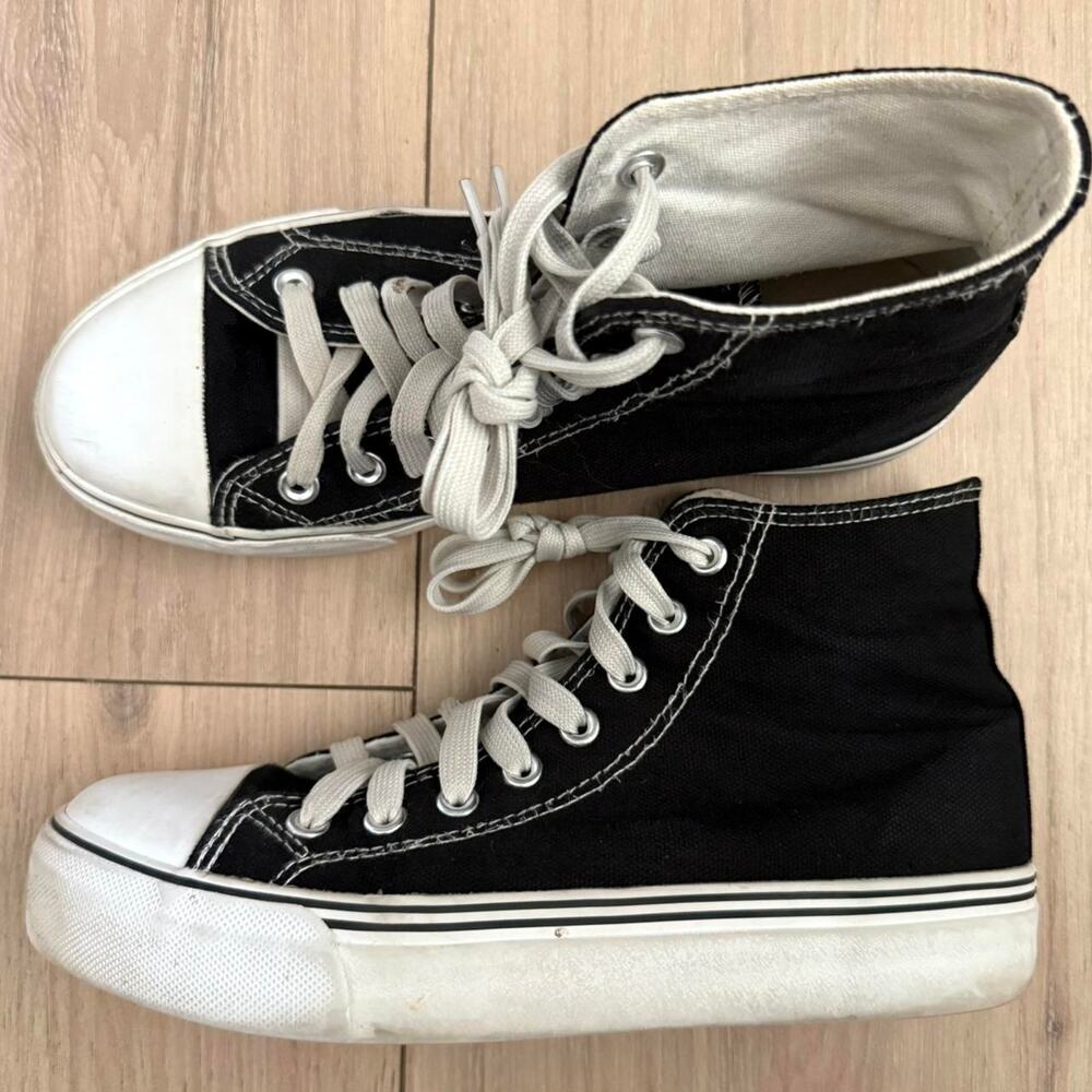 Black & White Canvas High Top Sneakers